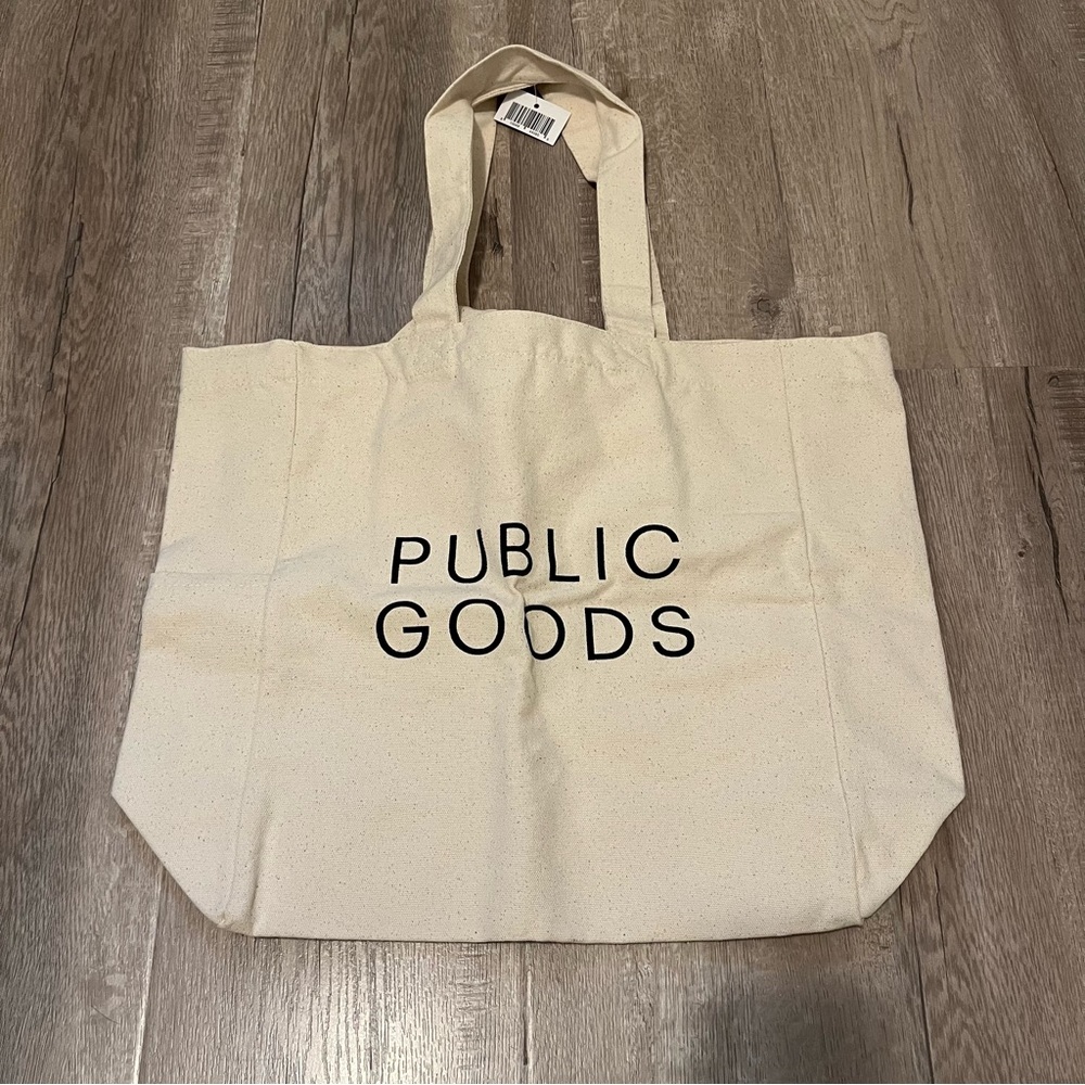 Public Goods Organic Cotton Canvas Tote Bag Closure Pockets NWT